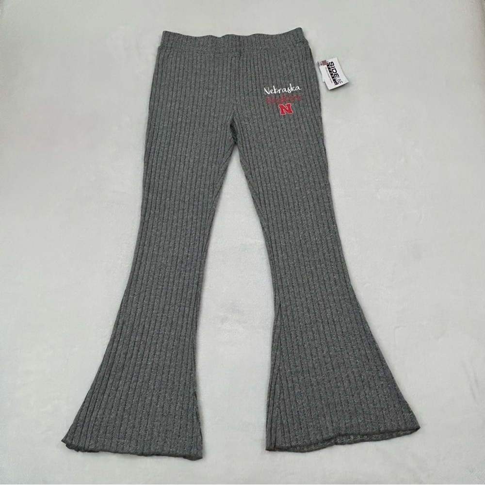 Nebraska Huskers NCAA Sideline Apparel Sleepwear Ribbed Knit Flare Pants Women L